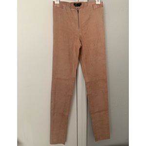 Alice and Olivia Front Zipper Peach Suede Leggings